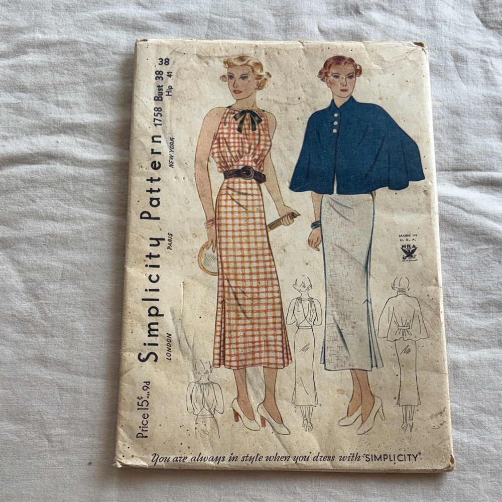 Vintage Simplicity Cape Dress pattern 1758